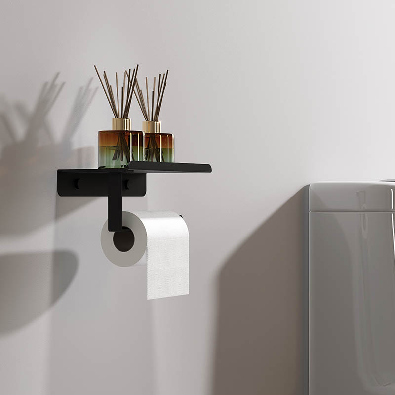 Matte Black Color Paper Towel Holder Wall Mount With Screws Matte Black