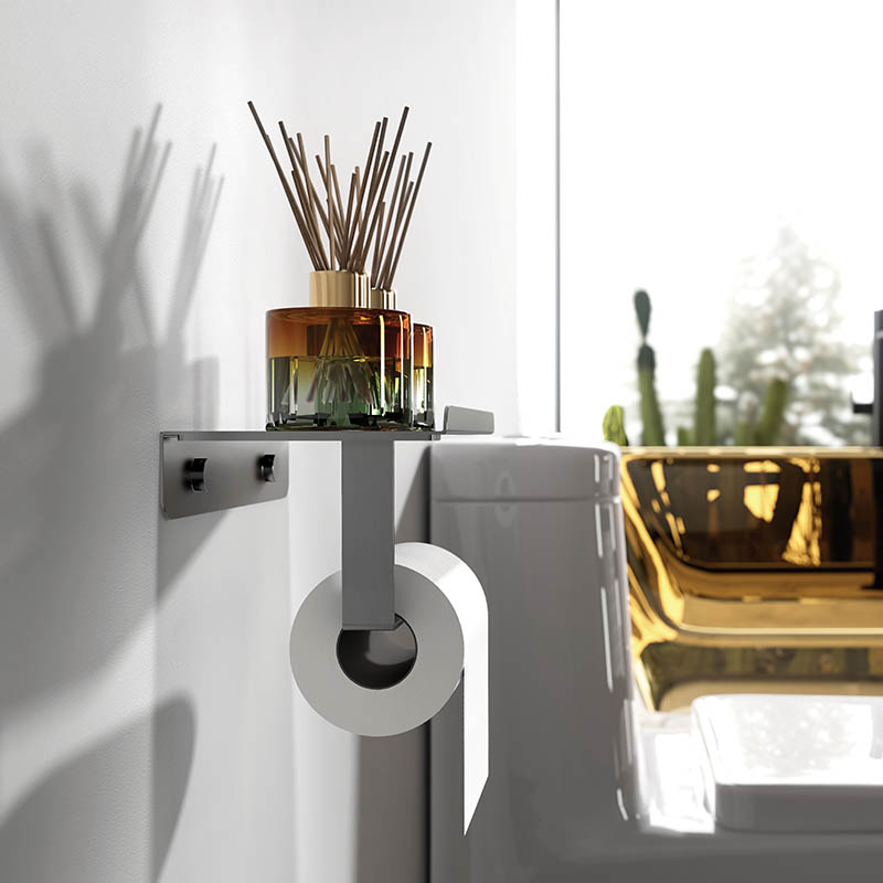 One-Handed Paper Towel Holder In Bathroom Hardware Gun Grey Color