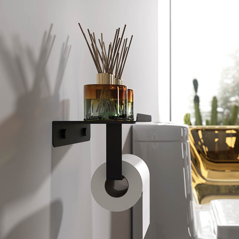 Matte Black Color Paper Towel Holder Wall Mount With Screws Matte Black