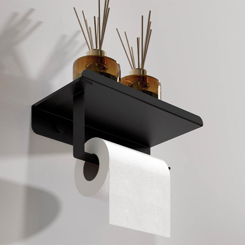 Matte Black Color Paper Towel Holder Wall Mount With Screws Matte Black