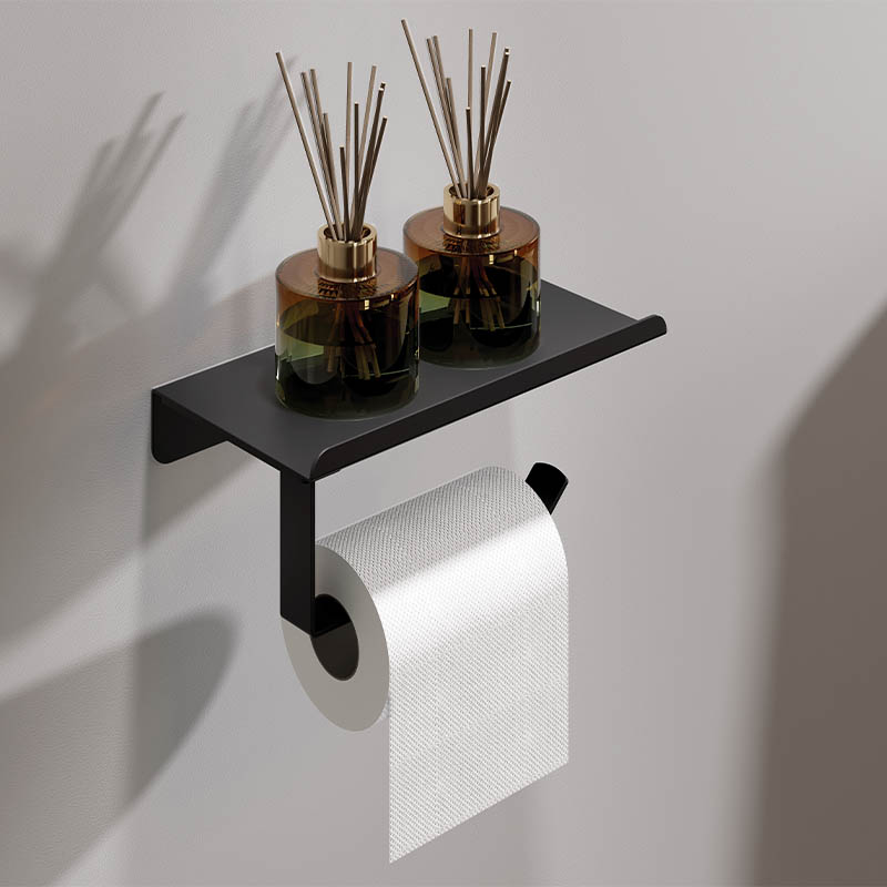Matte Black Color Paper Towel Holder Wall Mount With Screws Matte Black