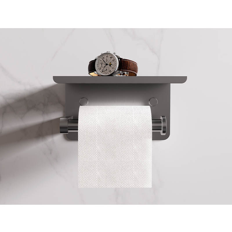Paper Towel Holder wall mount with shelf Golden Color