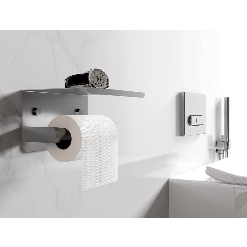 Paper Towel Holder wall mount with shelf Golden Color