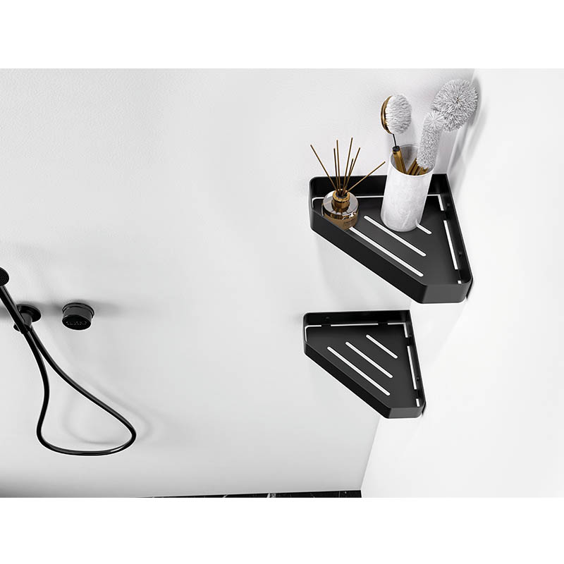 Corner Shower Shelf, Corner Shower Caddy, SUS304 Stainless Steel Shower Organizer Wall Mount Corner Shelf for Bathroom, Dorm and Kitchen, Matte Black