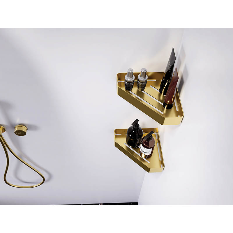 Freestanding Shower Corner Shelves Rust Proof Golden Color