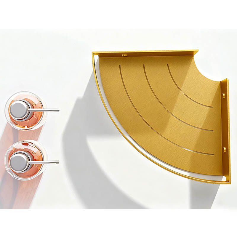 Corner Shelf Wall Mounted Bathroom Shelf Brushed Gold Aluminum Bath Shower Shelf Bath Shampoo Holder Corner shelf