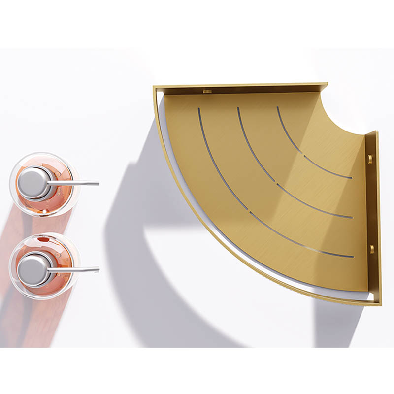 Corner Shelf Wall Mounted Bathroom Shelf Brushed Gold Aluminum Bath Shower Shelf Bath Shampoo Holder Corner shelf