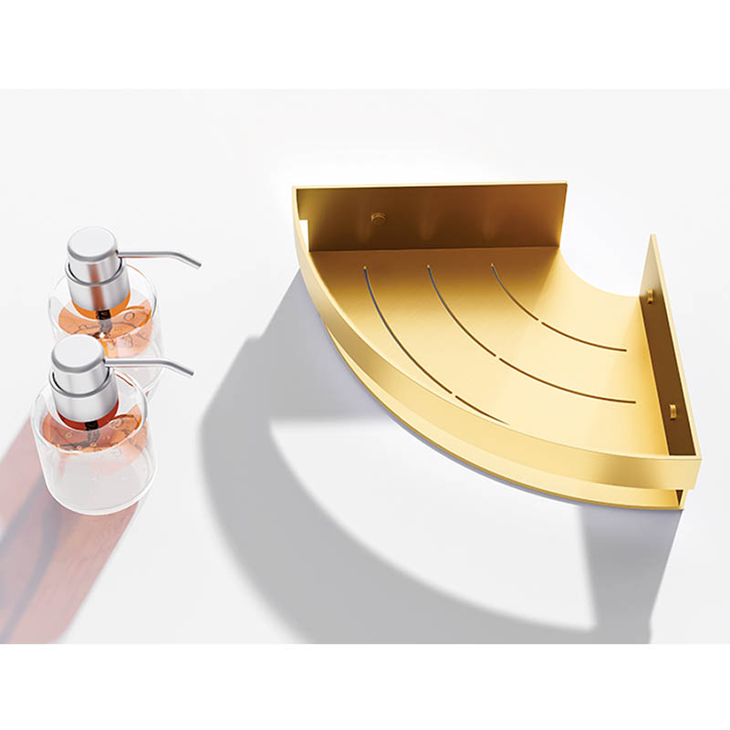 Corner Shelf Wall Mounted Bathroom Shelf Brushed Gold Aluminum Bath Shower Shelf Bath Shampoo Holder Corner shelf