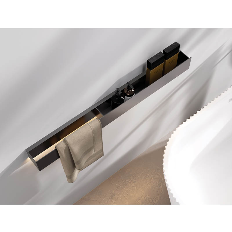 With LED Light Wall mounted Organization Storage Shelf with Towel Rack for Bath & Kitchen