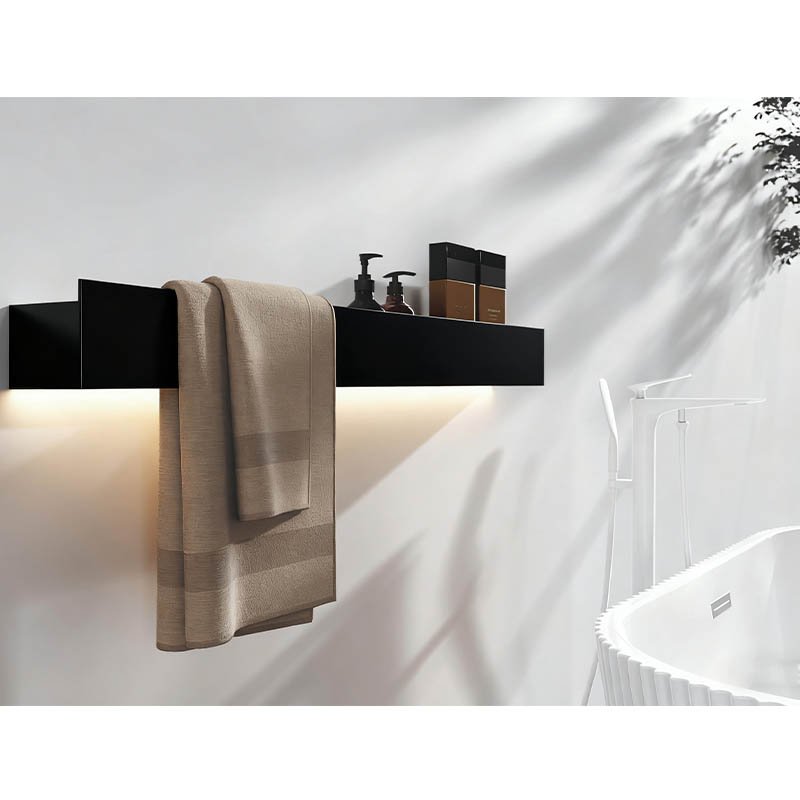 With LED Light Wall mounted Organization Storage Shelf with Towel Rack for Bath & Kitchen