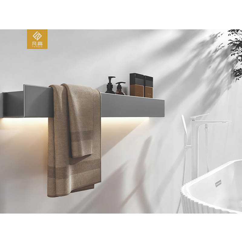 With LED Light Wall mounted Organization Storage Shelf with Towel Rack for Bath & Kitchen