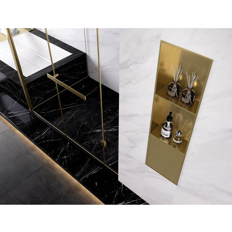 Stainless Steel Recessed Shower Niche with Vertical Double Shelf