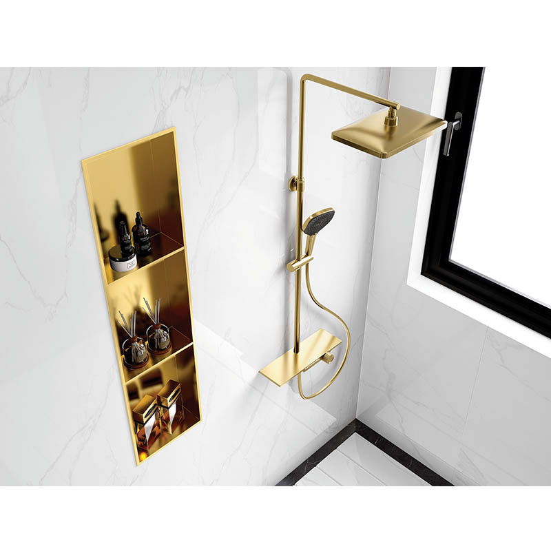 Stainless Steel Recessed Shower Niche with Vertical Three-ply Shelf 