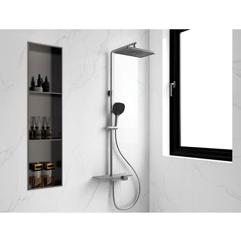 Stainless Steel Recessed Shower Niche with Vertical Three-ply Shelf 