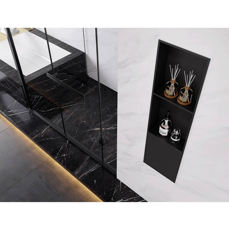 Stainless Steel Recessed Shower Niche with Vertical Double Shelf