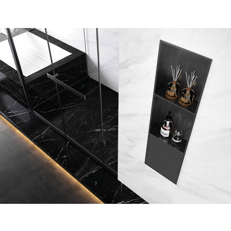 Stainless Steel Recessed Shower Niche with Vertical Double Shelf