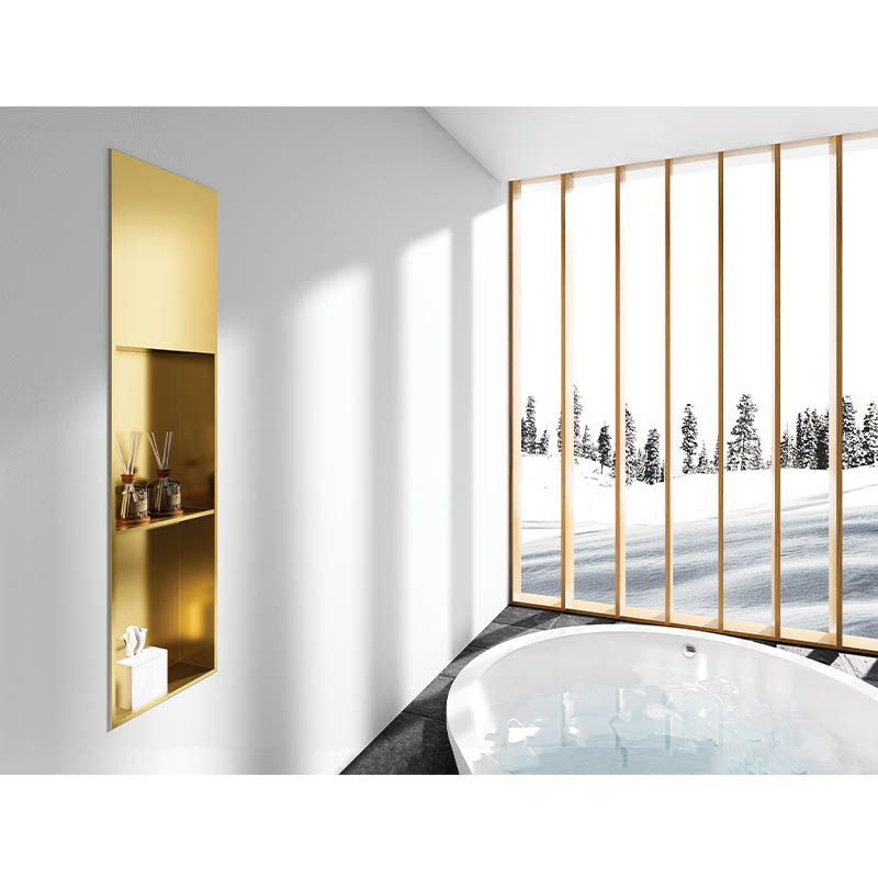 Freedom space double stainless steel recessed shower niche with doulbe vertical shelves