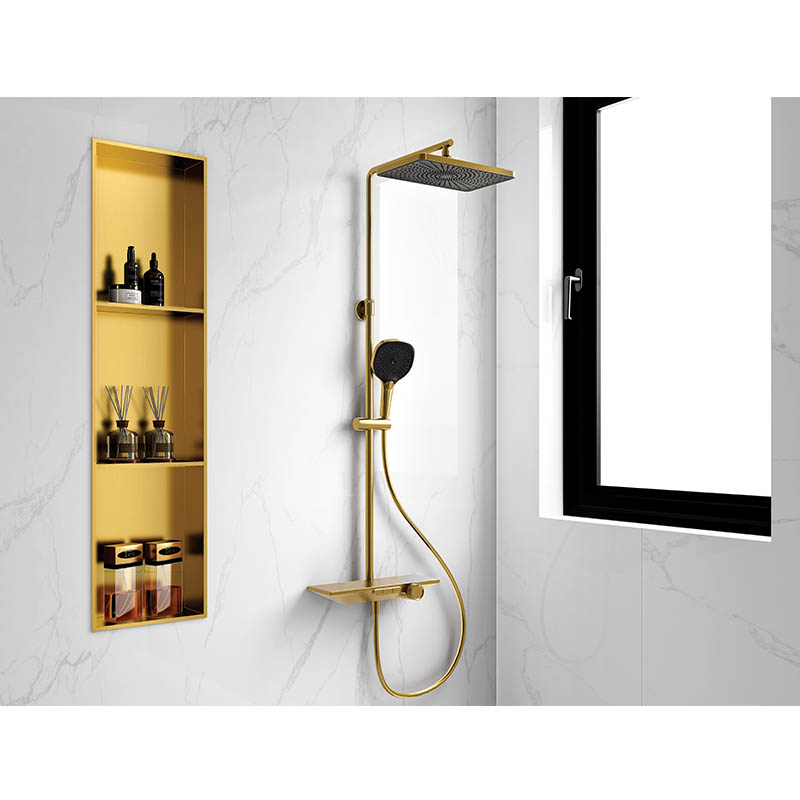 Stainless Steel Recessed Shower Niche with Vertical Three-ply Shelf 